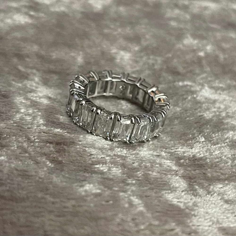 Signed Swarovski Silver Vittore Rectangular Cut Ring |  7 | New - Picture 12 of 16